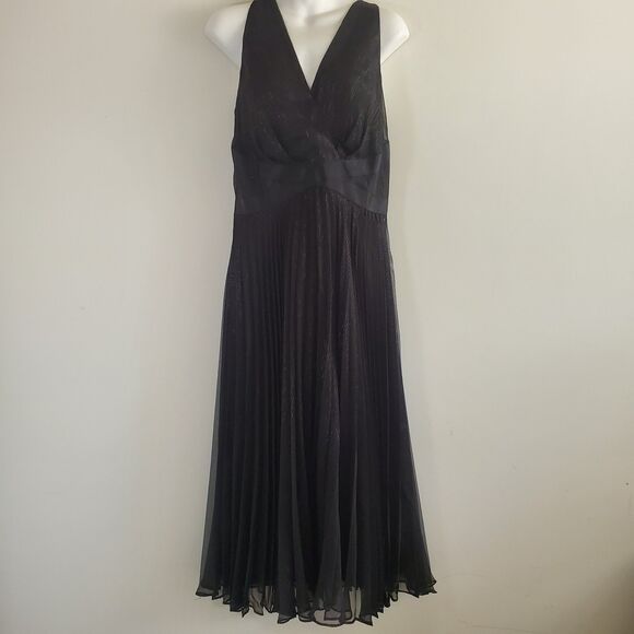 **NOT FOR SALE** Market Dress 10 Black Pleated Midi Lurex Sheer Coquette Fairy - Picture 2 of 15